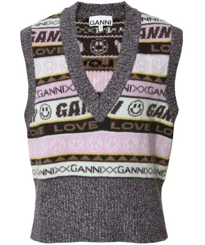 GANNI Graphic V-Neck Knitted Vest | Jules B