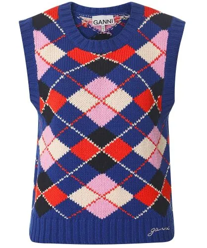 GANNI Organic Cotton Argyle Vest | Jules B