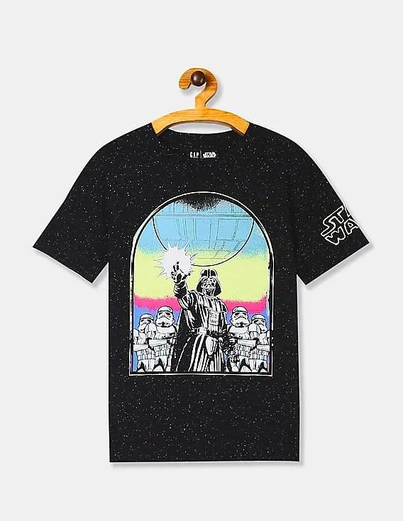 GAP Boys Black Star Wars Graphic Crew Neck T-Shirt
