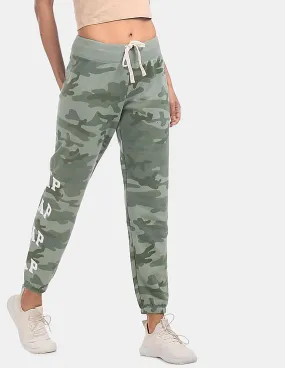 GAP Green Camo Print Mid Rise Joggers