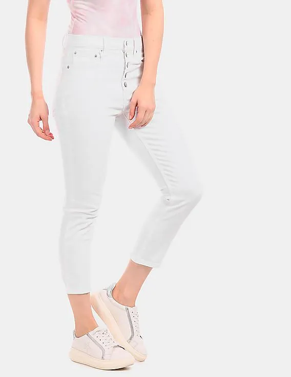 GAP White High Rise Cotton Stretch Cigarette Jeans