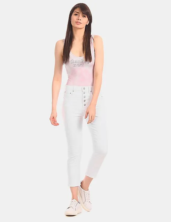 GAP White High Rise Cotton Stretch Cigarette Jeans