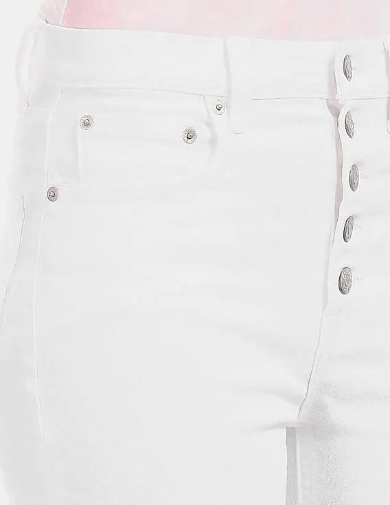 GAP White High Rise Cotton Stretch Cigarette Jeans