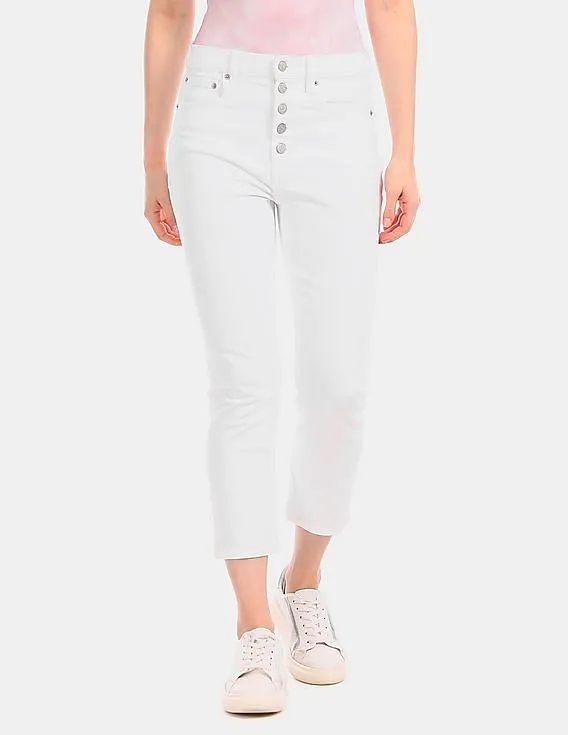 GAP White High Rise Cotton Stretch Cigarette Jeans