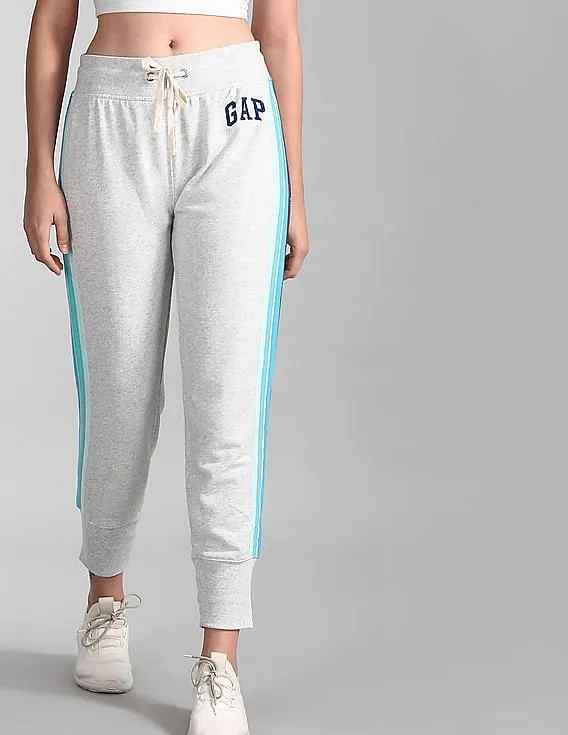 GAP Women Grey Vintage Soft Logo Side Stripe Joggers