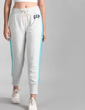 GAP Women Grey Vintage Soft Logo Side Stripe Joggers