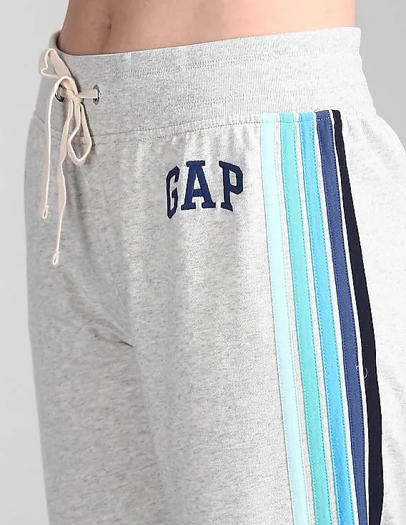 GAP Women Grey Vintage Soft Logo Side Stripe Joggers