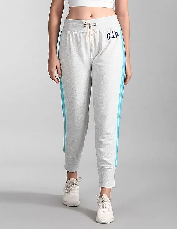 GAP Women Grey Vintage Soft Logo Side Stripe Joggers