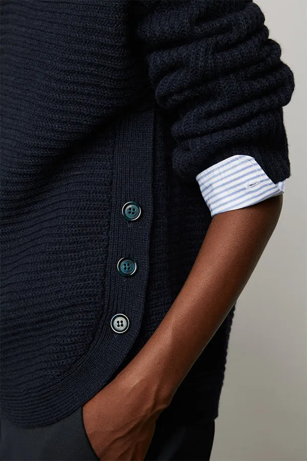 Gerard Darel LIV NAVY PLAIN OTTOMAN KNIT SWEATER