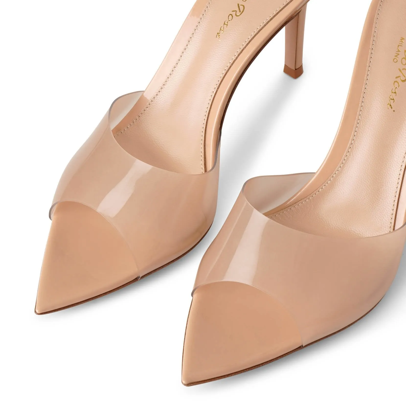 Gianvito Rossi Elle 85 plexi patent mules