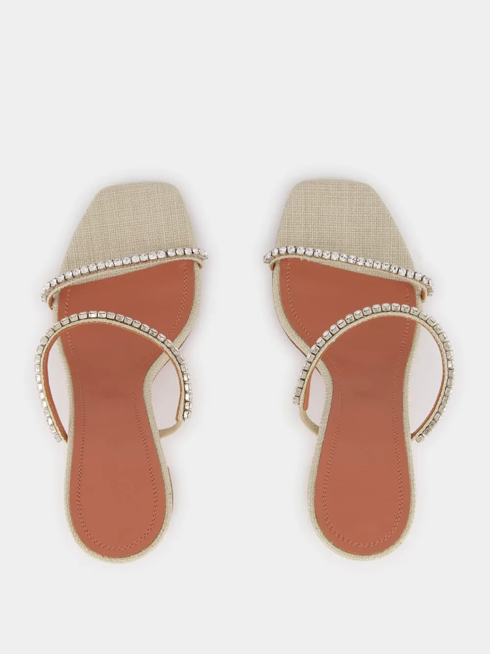 Gilda Beige Canvas Slipper with Crystals