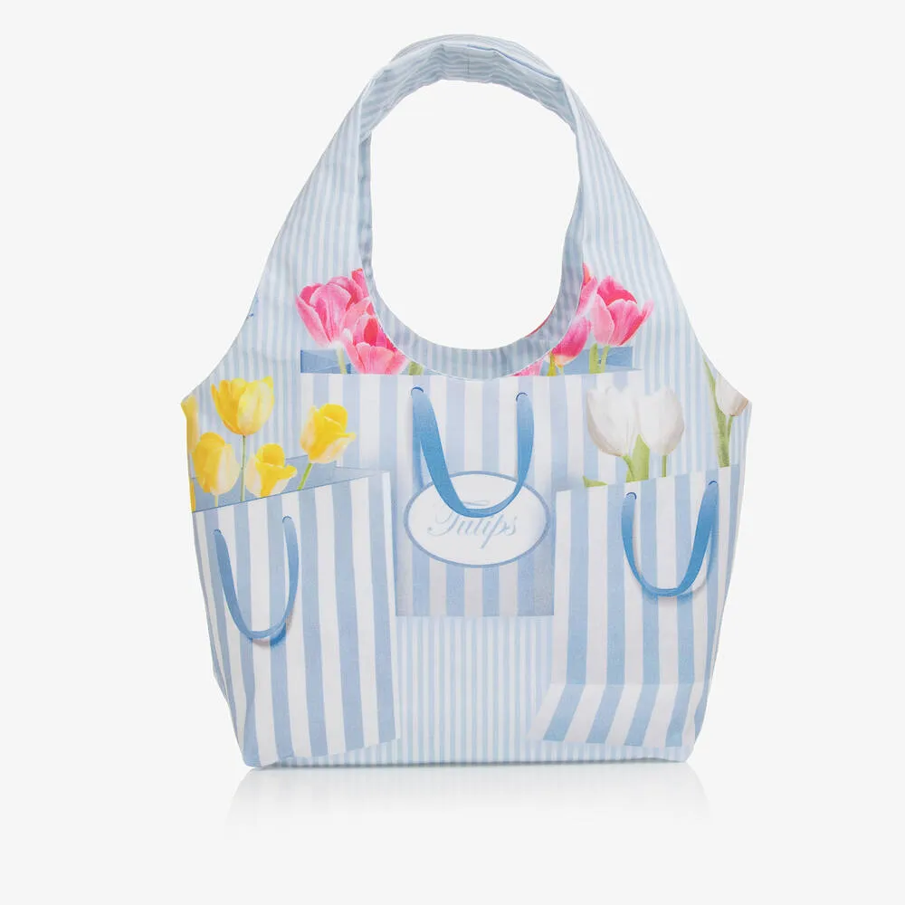 Girls Blue Floral Bag (26cm)