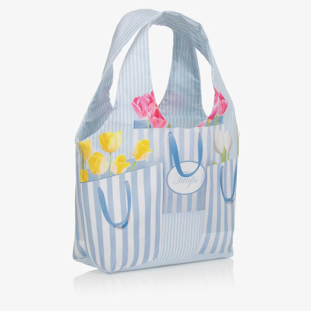 Girls Blue Floral Bag (26cm)