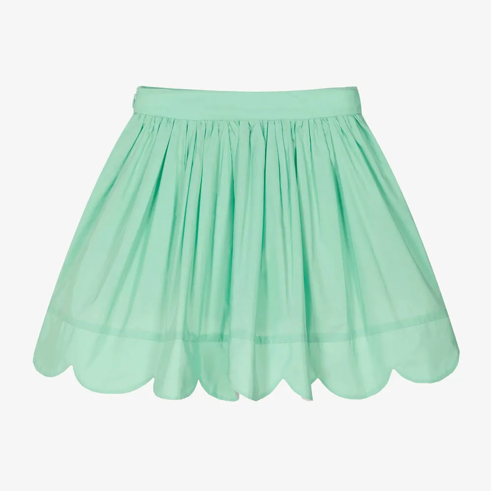 Girls Green Taffeta Skirt