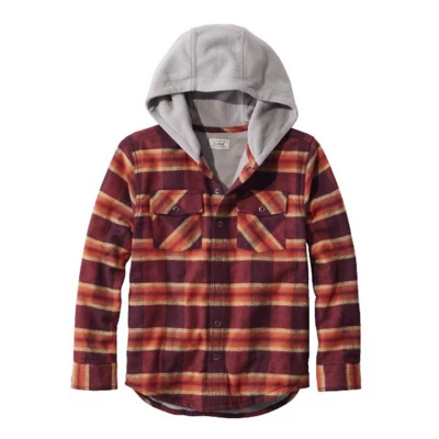 Girls' L.L.Bean Fleece Lined Flannel Long Sleeve Hooded Button Up Shirt