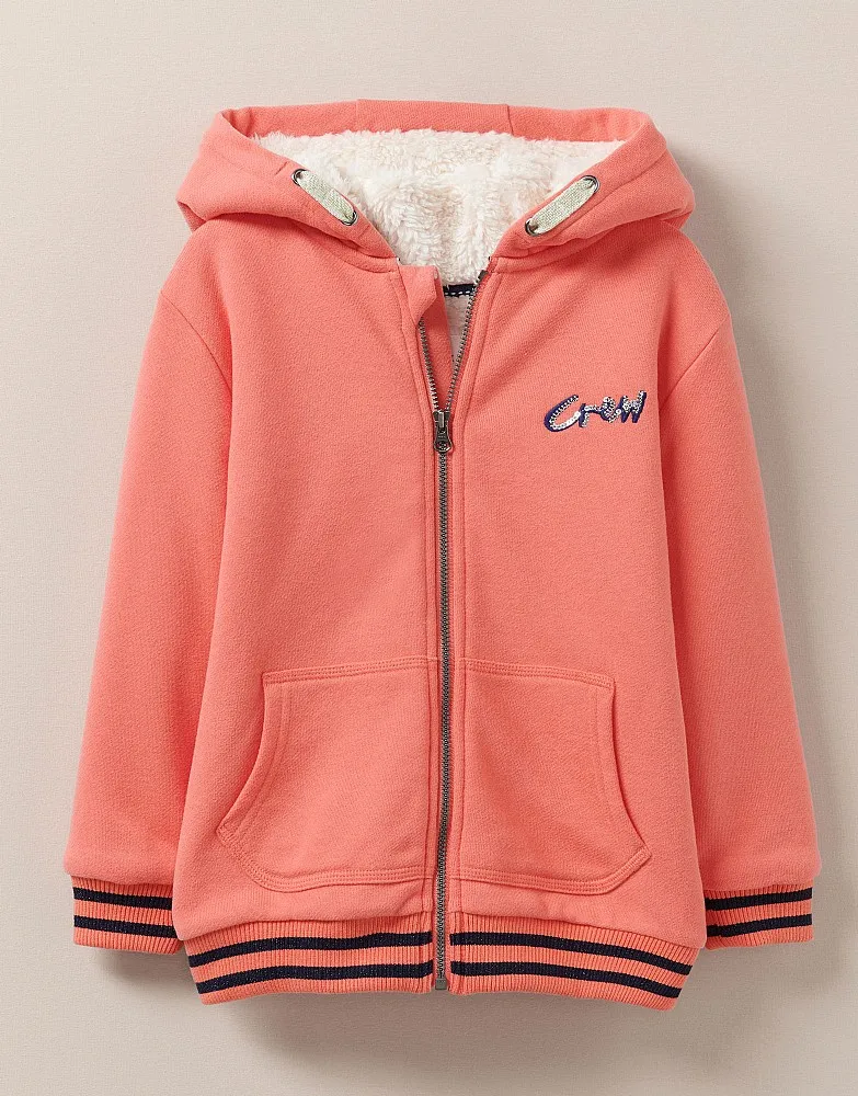 Girl's Zip Through Fleece Lining Teddy Hoodie from Crew Clothing Company