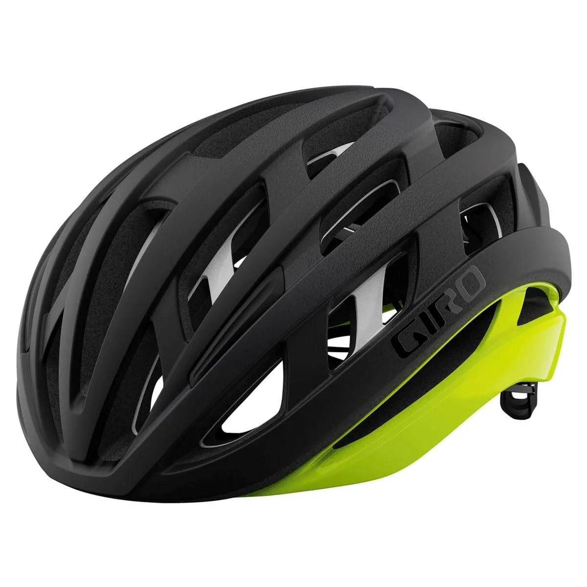 Giro Helios Spherical Road Helmet - Matt Black-Hi-Viz Yellow - 2021