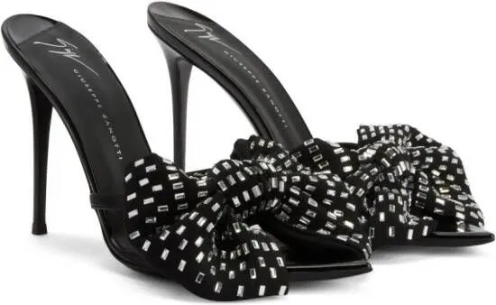 Giuseppe Zanotti Intriigo Alexandrine 90mm bow-appliqué mules Black