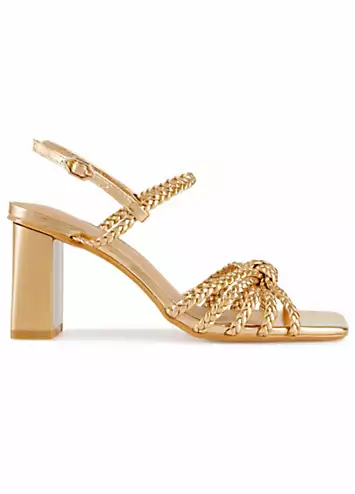 Gold Plaited Strappy Heeled Sandals by Freemans | Look Again