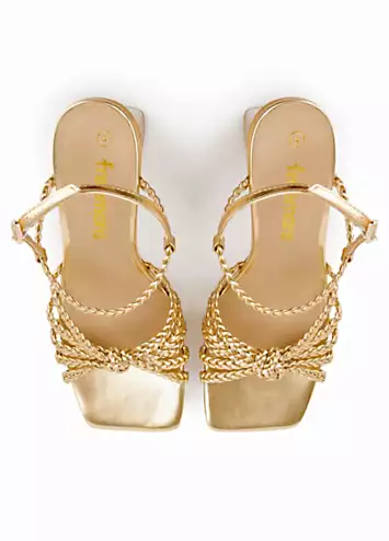 Gold Plaited Strappy Heeled Sandals by Freemans | Look Again