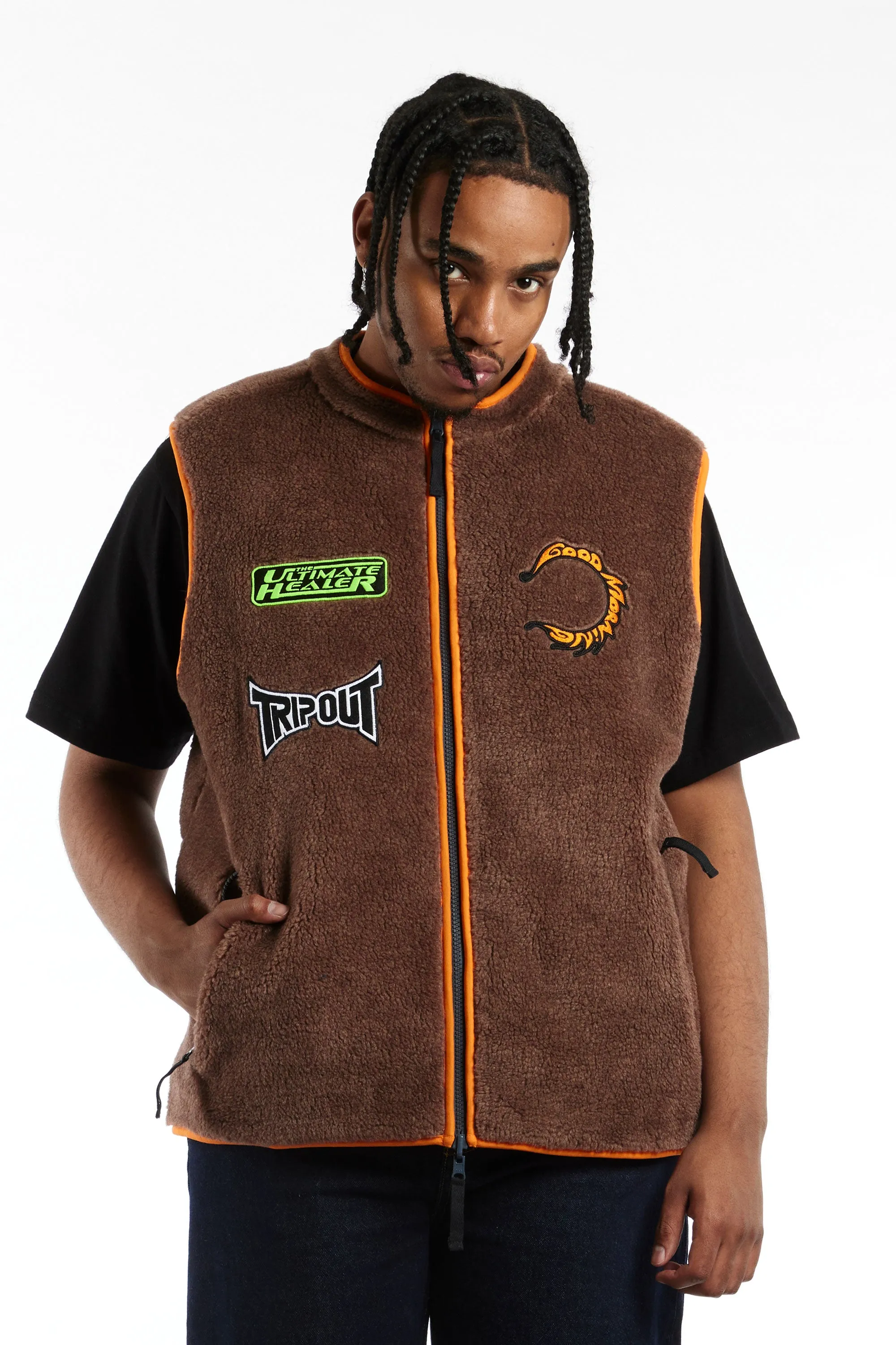 GOOD MORNING TAPES - GMT REVERSIBLE POLAR FLEECE ZIP THRU VEST