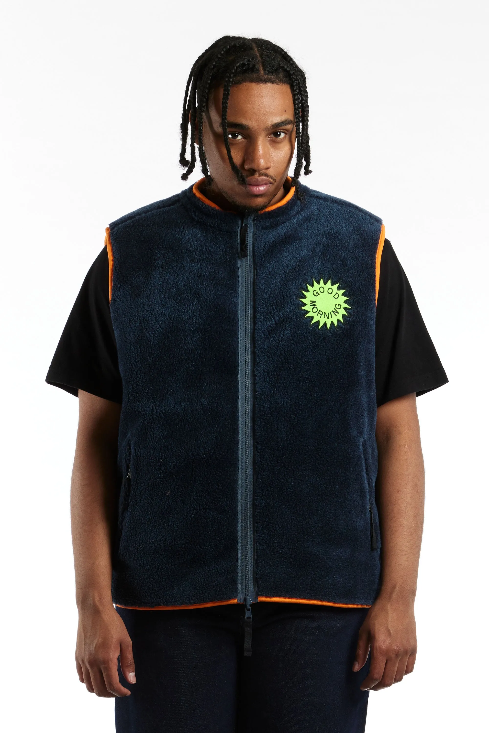 GOOD MORNING TAPES - GMT REVERSIBLE POLAR FLEECE ZIP THRU VEST