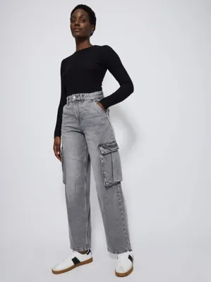 Grey Straight Leg Cargo Pocket Jeans | Women | George at ASDA