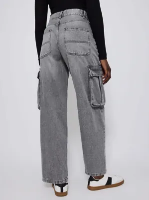 Grey Straight Leg Cargo Pocket Jeans | Women | George at ASDA