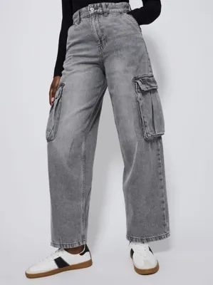 Grey Straight Leg Cargo Pocket Jeans | Women | George at ASDA