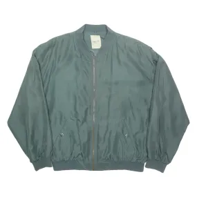 HAPPY LIFE Womens Bomber Jacket Green Faux Silk 2XL