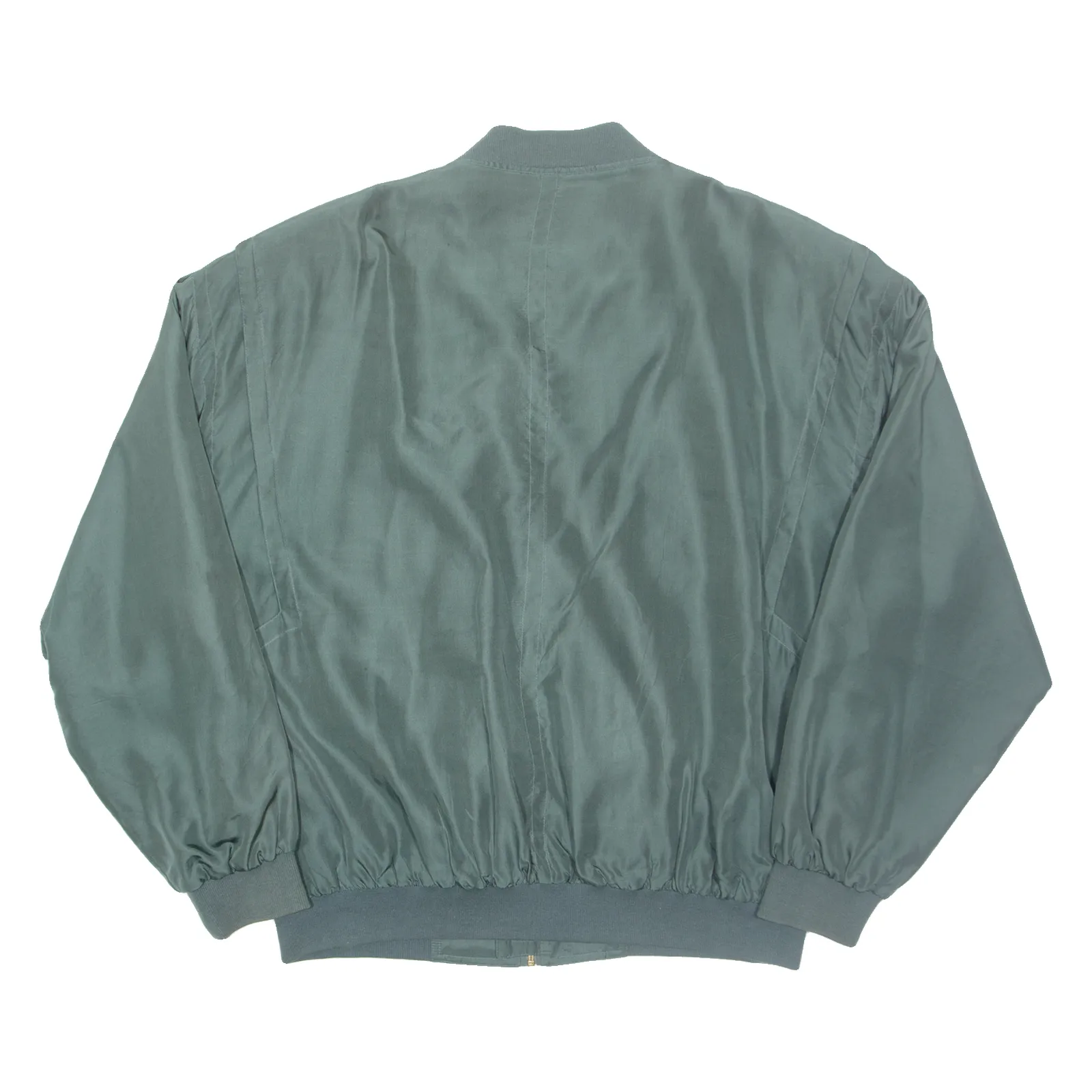 HAPPY LIFE Womens Bomber Jacket Green Faux Silk 2XL