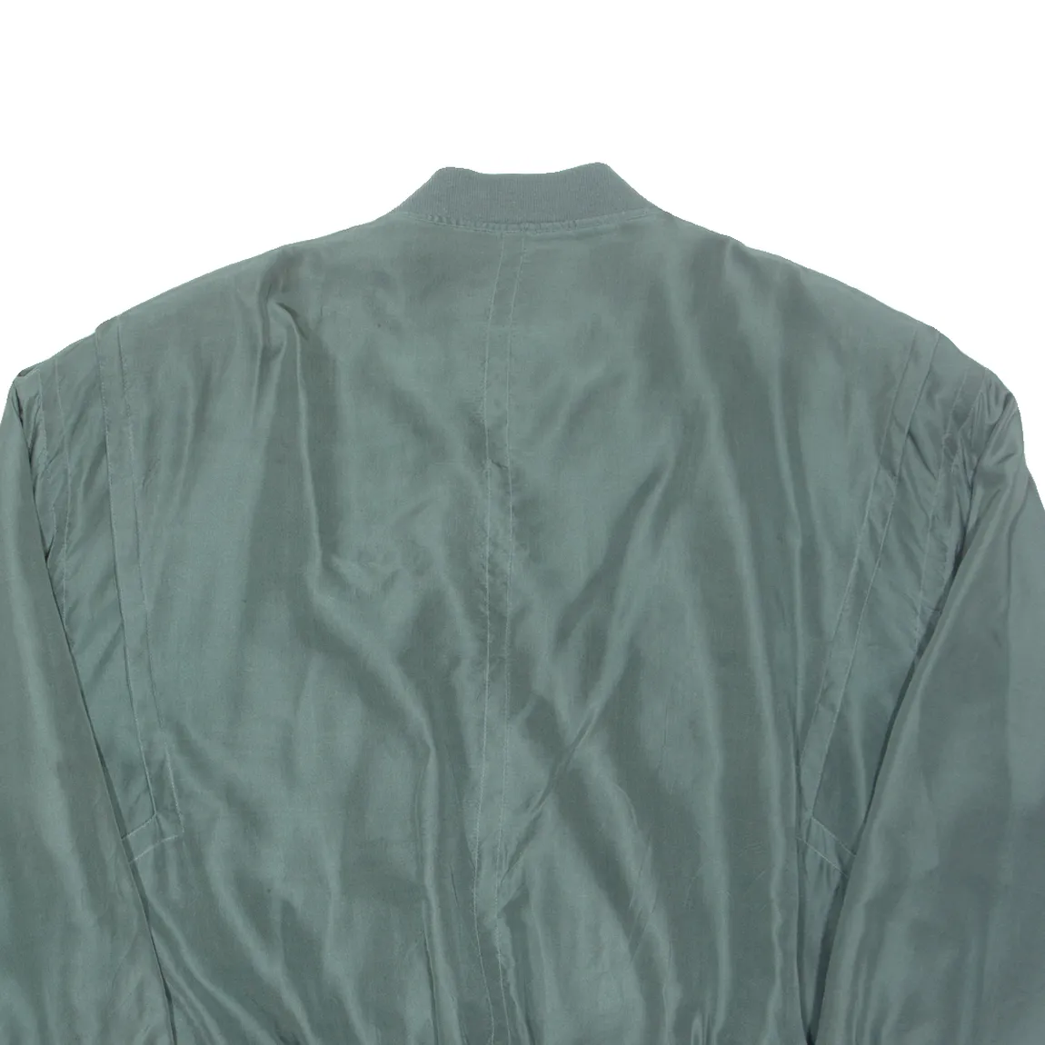 HAPPY LIFE Womens Bomber Jacket Green Faux Silk 2XL