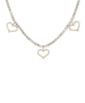 Hearts Tennis Necklace w/ Cubic Zirconia
