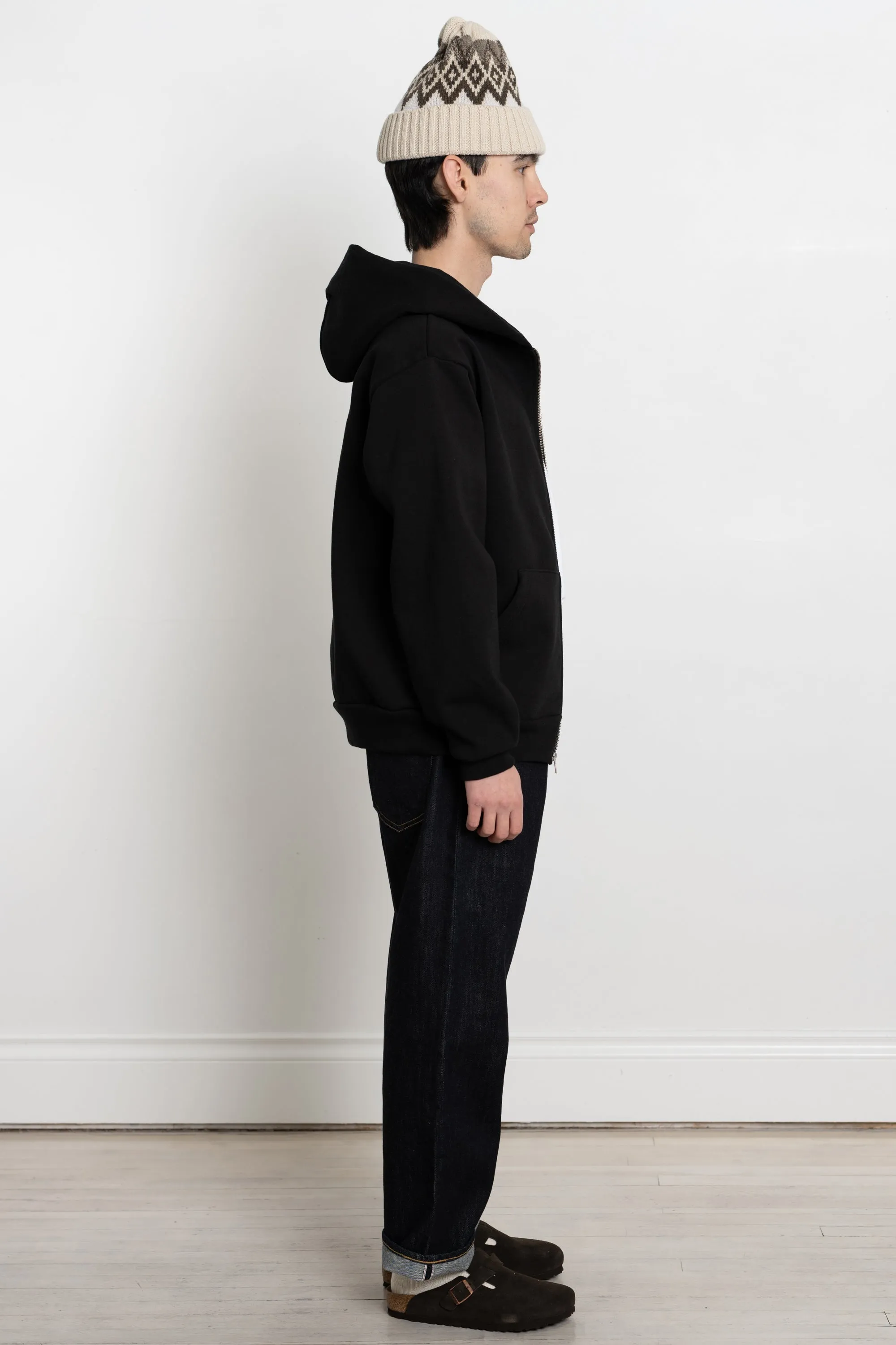 Heavy Fleece Hooded Zip Sweatshirt Black