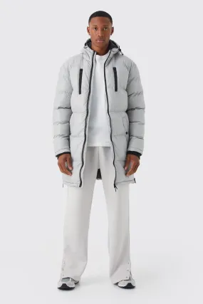 High Shine Contrast Quilted Puffer With Hood