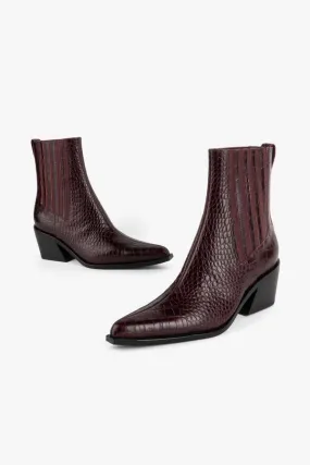 Hillary Croc Heeled Boot - Apple/Ojai