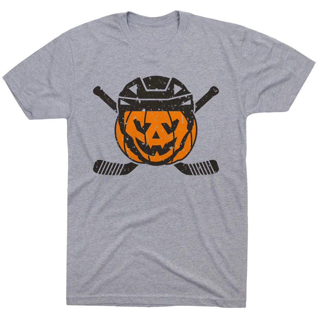Hockey Short Sleeve T-Shirt - Helmet Pumpkin 