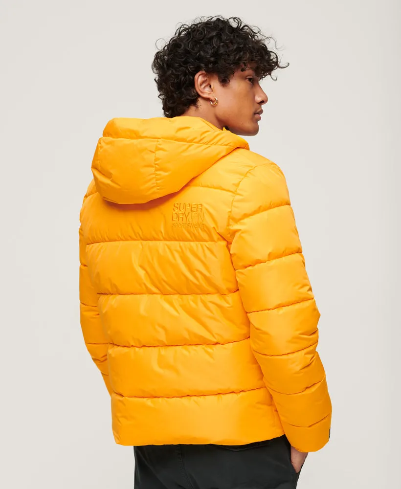 Hooded Sports Puffer Jacket | Saffron Yellow