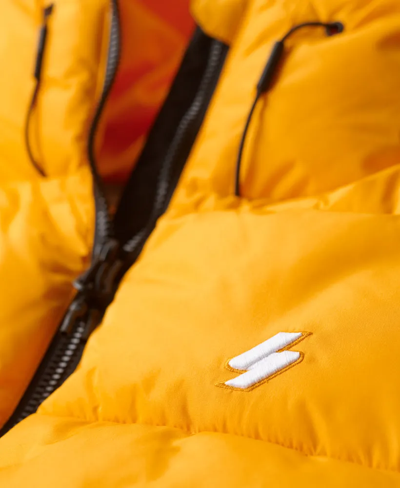 Hooded Sports Puffer Jacket | Saffron Yellow