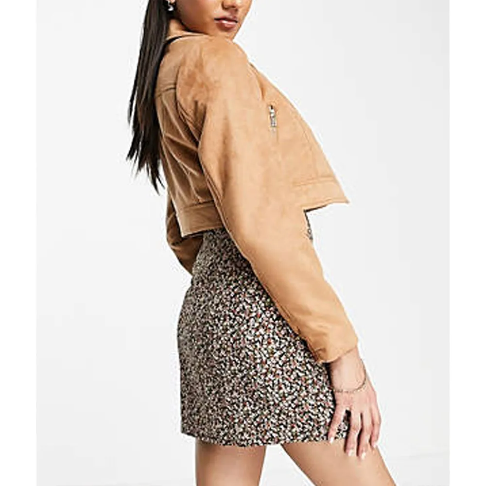 How I Met Your Father Francia Raisa Suede Cropped Jacket