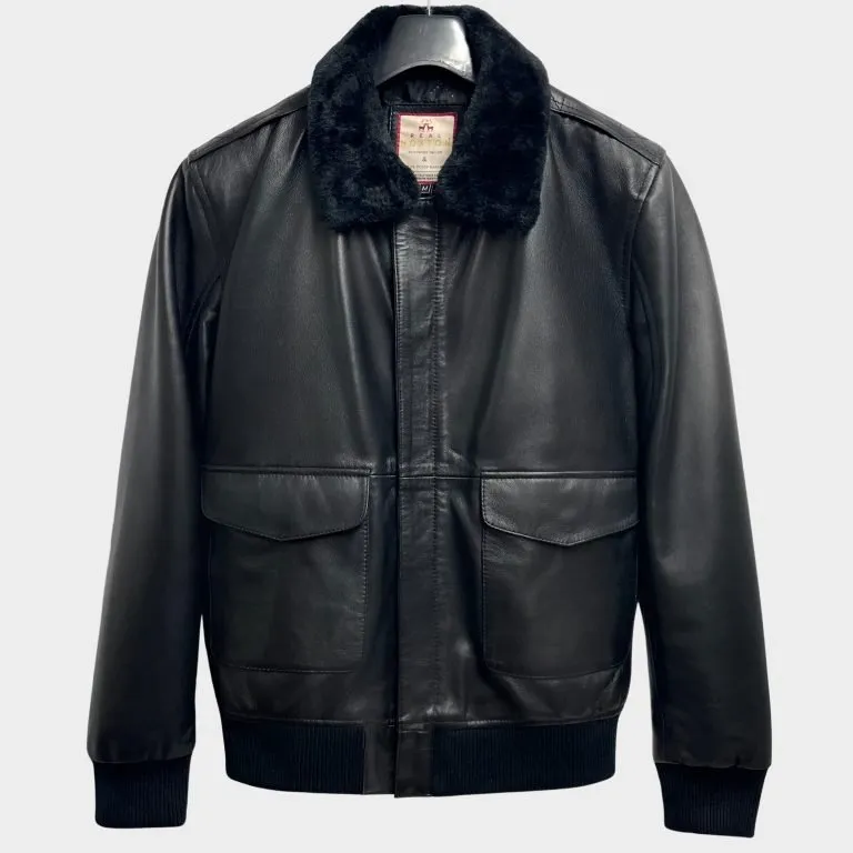 HOXTON – G1 Aviator Flight Leather Jacket in Black