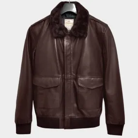 HOXTON – G1 Aviator Flight Leather Jacket in Brown