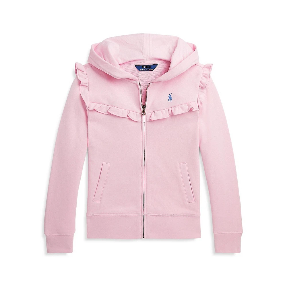 Hudson's Bay Girl's Ruffled Terry Full-Zip Hoodie