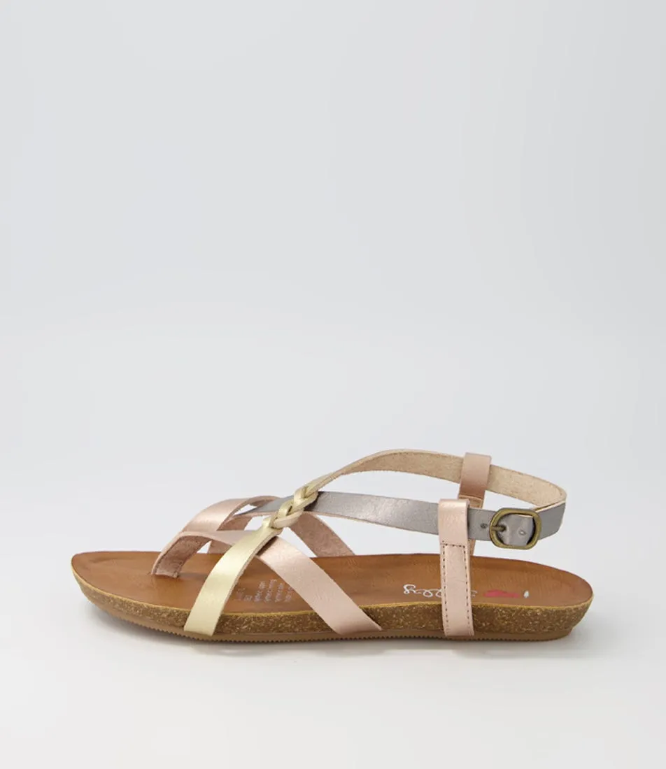 I LOVE BILLY Ginnie Pewter Gold Rose Gold Sandals