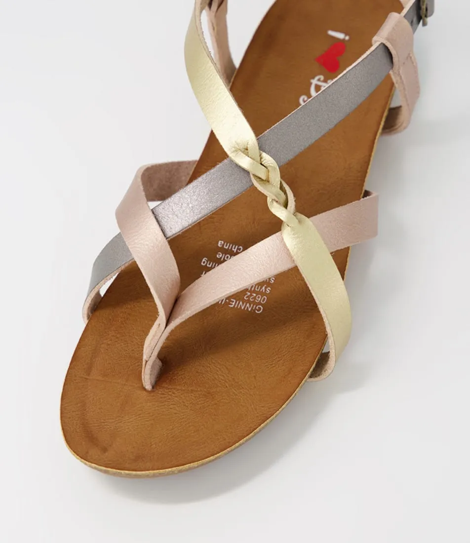 I LOVE BILLY Ginnie Pewter Gold Rose Gold Sandals