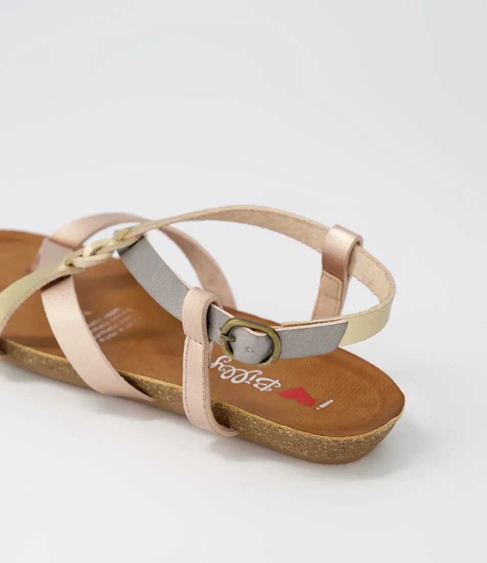 I LOVE BILLY Ginnie Pewter Gold Rose Gold Sandals