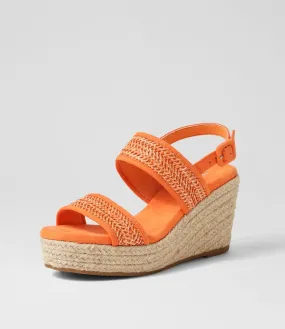 I LOVE BILLY Kasheni Orange Synthetic Raffia Sandals