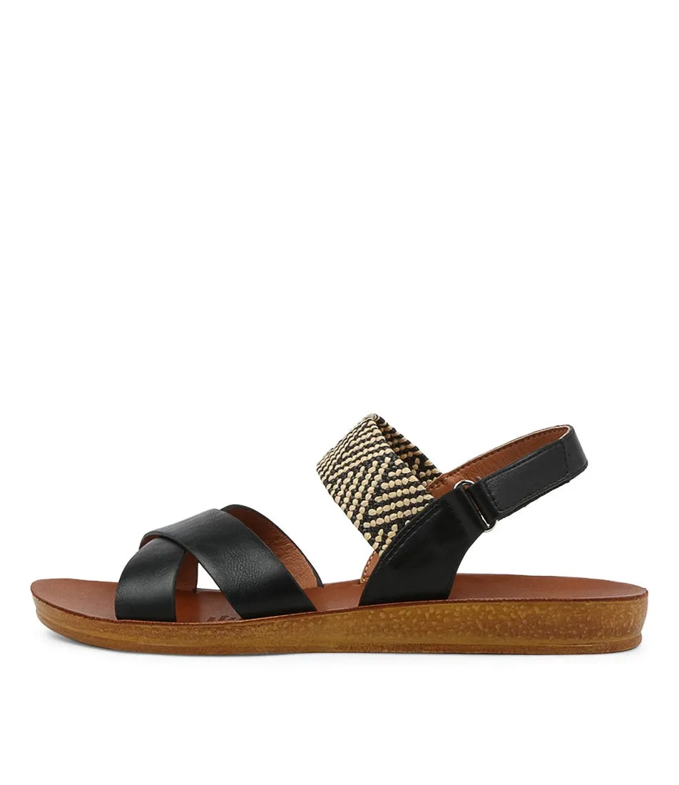 I LOVE BILLY Kimmer Black Multi Syn Raffia Sandals