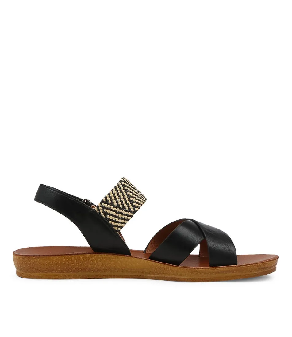 I LOVE BILLY Kimmer Black Multi Syn Raffia Sandals