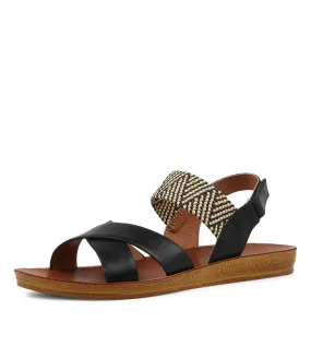 I LOVE BILLY Kimmer Black Multi Syn Raffia Sandals